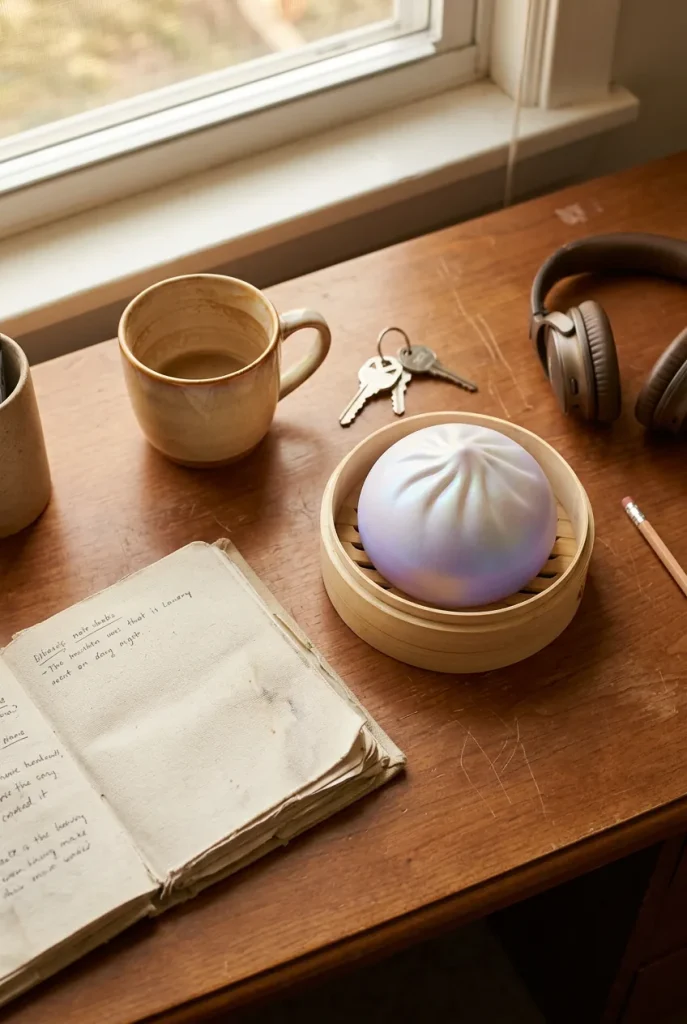 Squishy Bun Mystery Dumpling Surprise on the desk