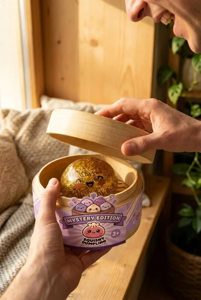 Squishy Bun Mystery Dumpling Surprise unboxing moment