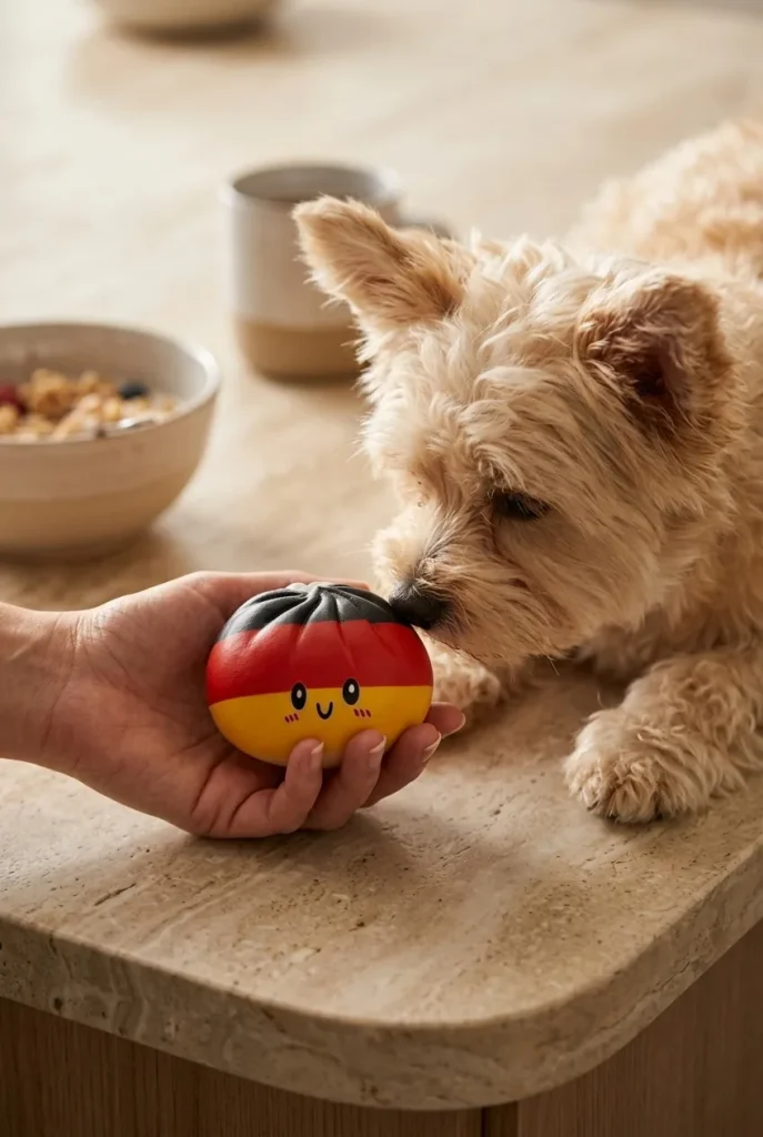 Germany Flag Dumpling Squishy Toy with a plush friend