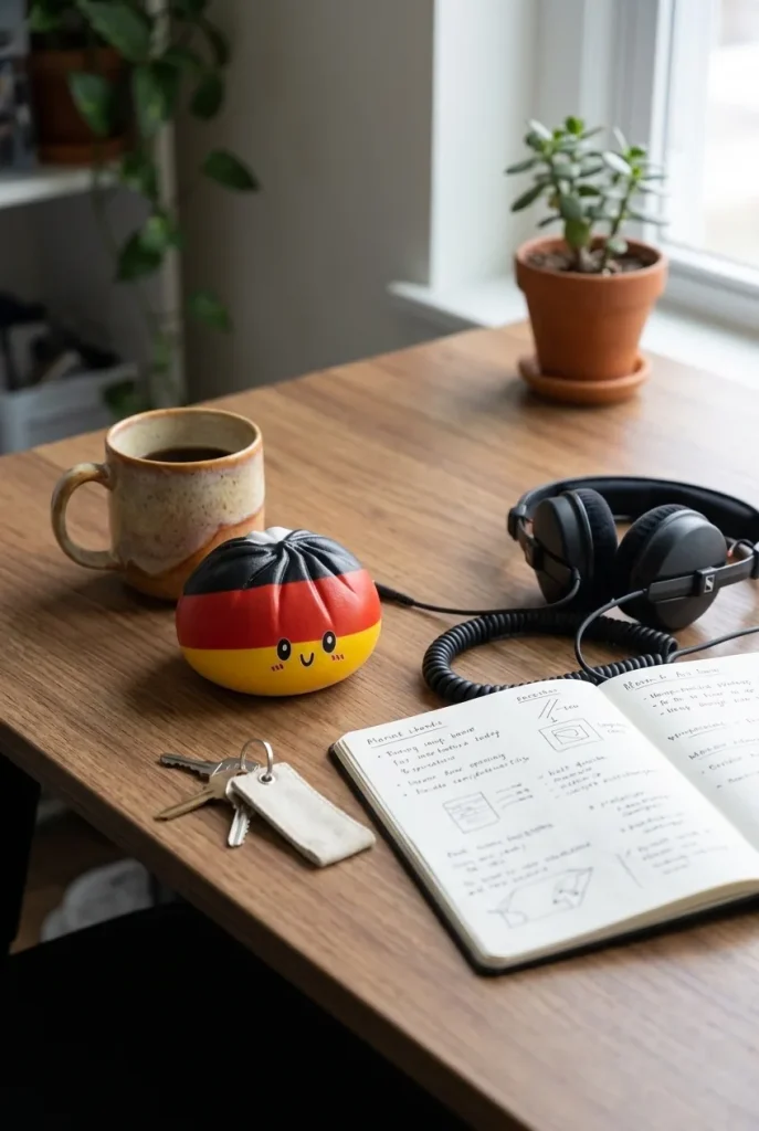 Germany Flag Dumpling Squishy Toy on the desk