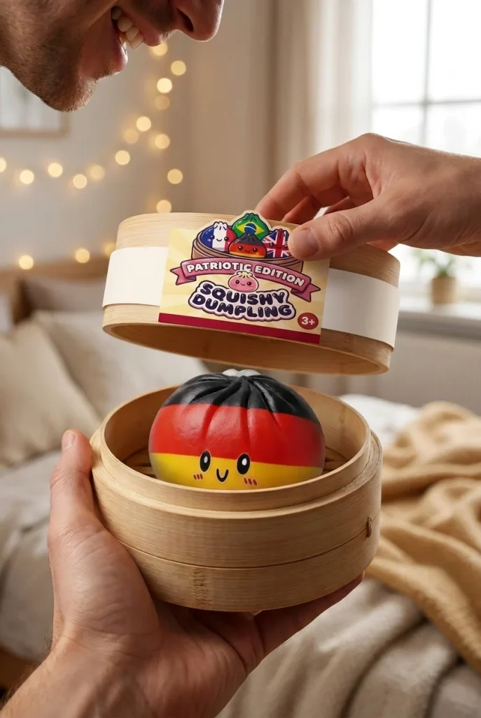 Germany Flag Dumpling Squishy Toy unboxing moment
