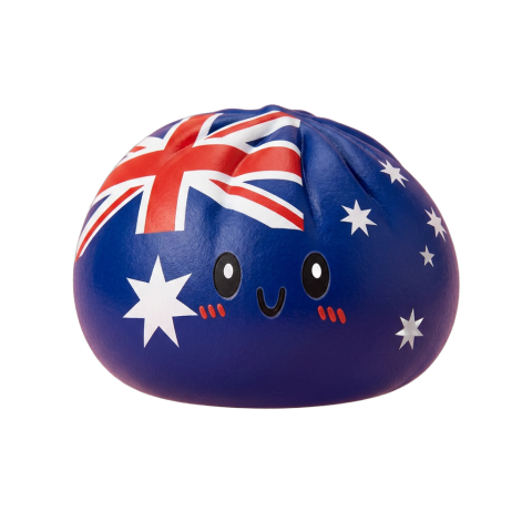 Australia Flag Squishy Dumpling being squeezed, soft slow-rise foam