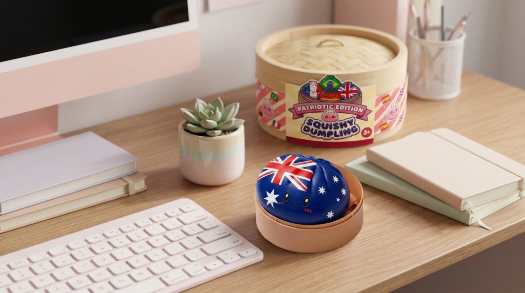 Australia Flag Squishy Dumpling in its kawaii setting