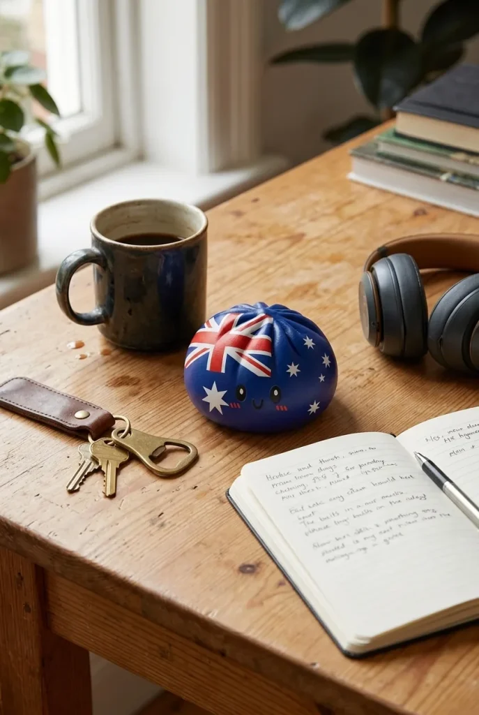 Australia Flag Squishy Dumpling on the desk