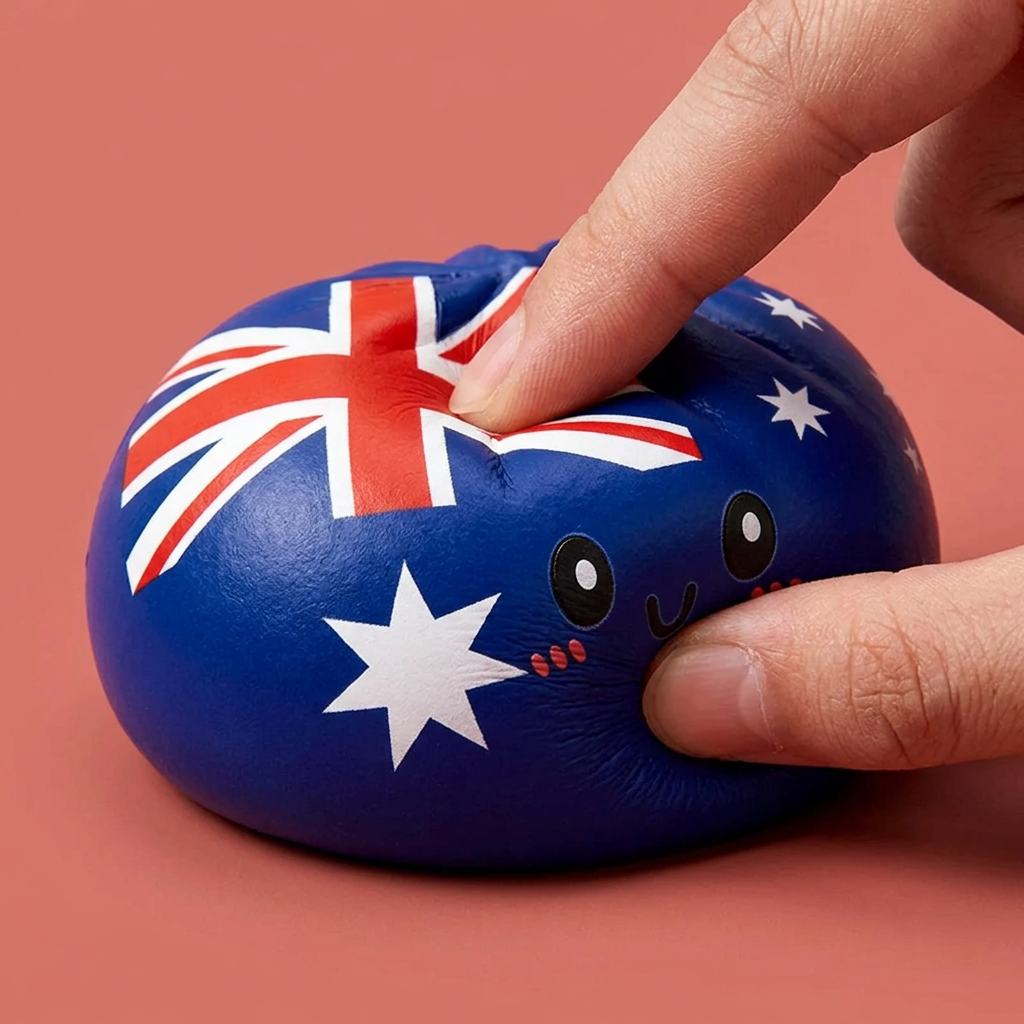 Australia Flag Squishy Dumpling — slow-rise effect, the foam springs back slowly