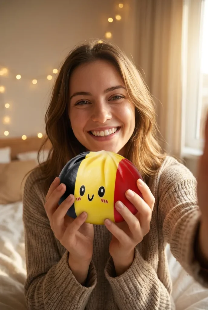 Belgian Flag Dumpling Squishy in everyday life
