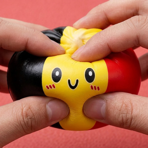 Belgian Flag Dumpling Squishy — slow-rise effect, the foam springs back slowly