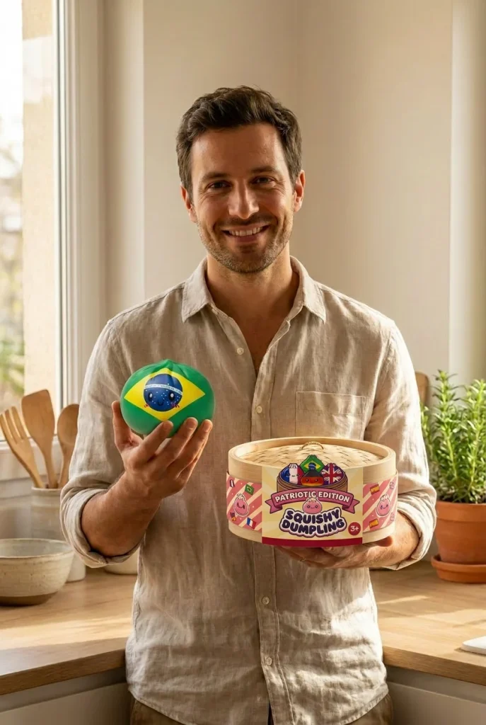 Brazil Flag Dumpling Squishy with its box