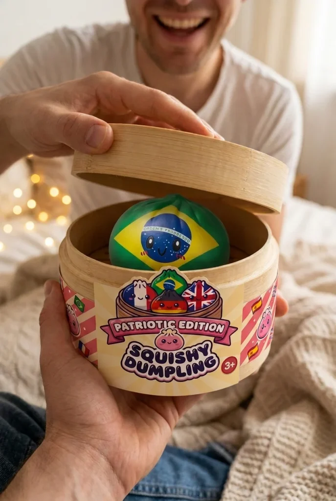 Brazil Flag Dumpling Squishy unboxing moment