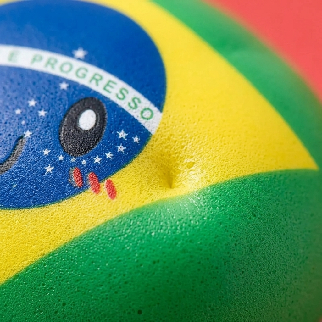 Brazil Flag Dumpling Squishy — close-up of the texture