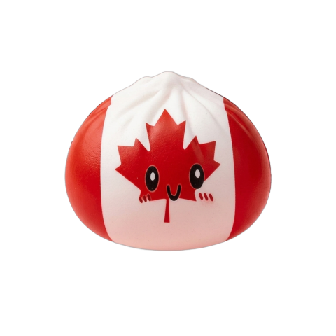 Canada Flag Squishy Dumpling being squeezed, soft slow-rise foam