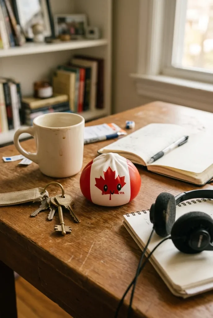 Canada Flag Squishy Dumpling on the desk