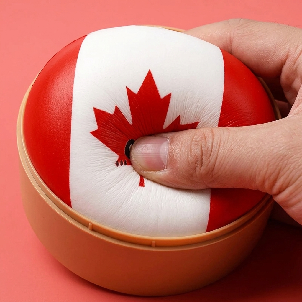 Canada Flag Squishy Dumpling — slow-rise effect, the foam springs back slowly