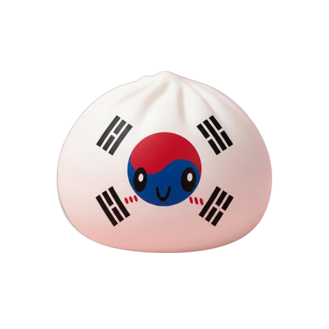 South Korea Flag Squishy Dumpling being squeezed, soft slow-rise foam