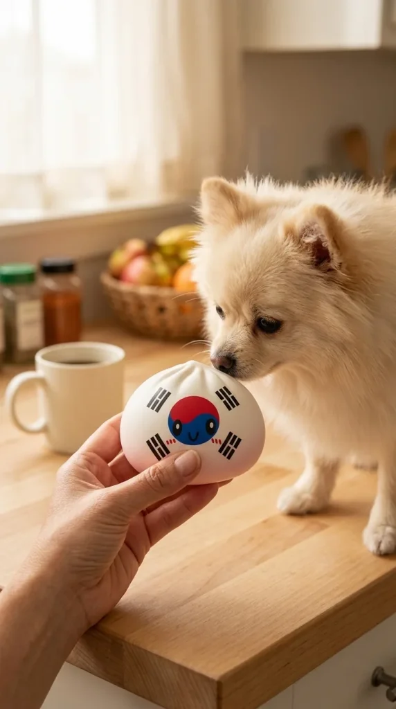 South Korea Flag Squishy Dumpling with a plush friend