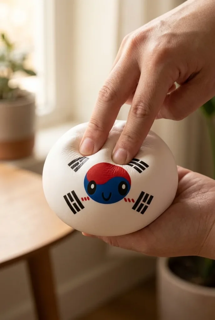 South Korea Flag Squishy Dumpling mid-squish