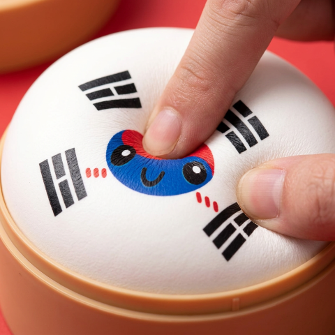 South Korea Flag Squishy Dumpling — slow-rise effect, the foam springs back slowly