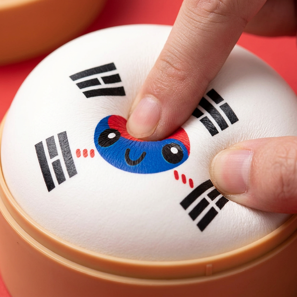 South Korea Flag Squishy Dumpling — slow-rise effect, the foam springs back slowly