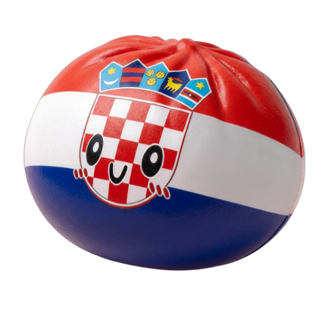 Croatia Flag Dumpling Squishy being squeezed, soft slow-rise foam