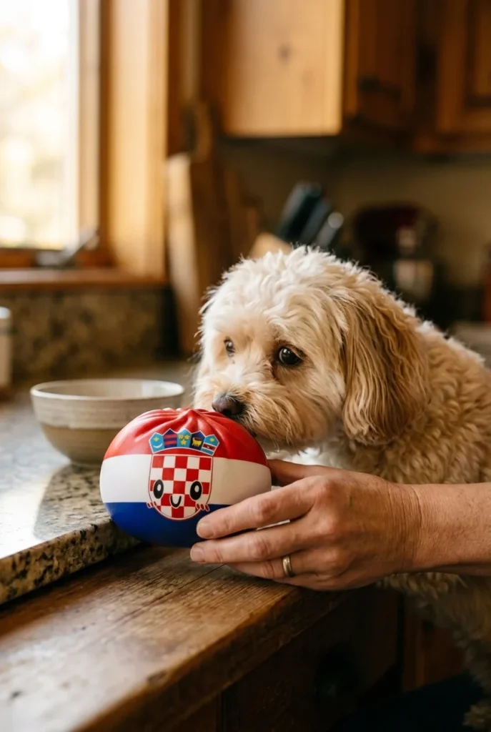 Croatia Flag Dumpling Squishy with a plush friend