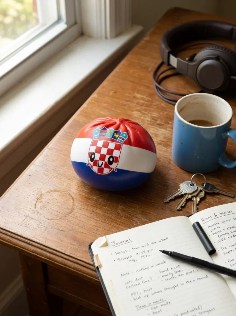 Croatia Flag Dumpling Squishy on the desk