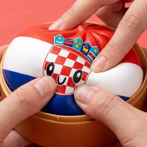 Croatia Flag Dumpling Squishy — slow-rise effect, the foam springs back slowly