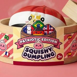 Egypt Flag Dumpling Squishy in its bamboo steamer box