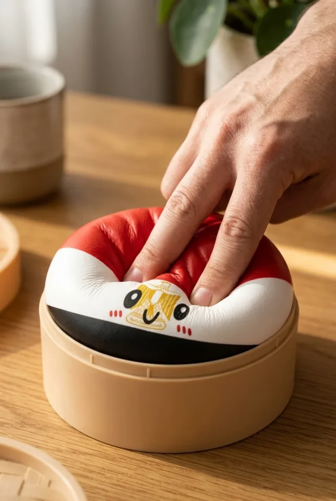 Egypt Flag Dumpling Squishy mid-squish
