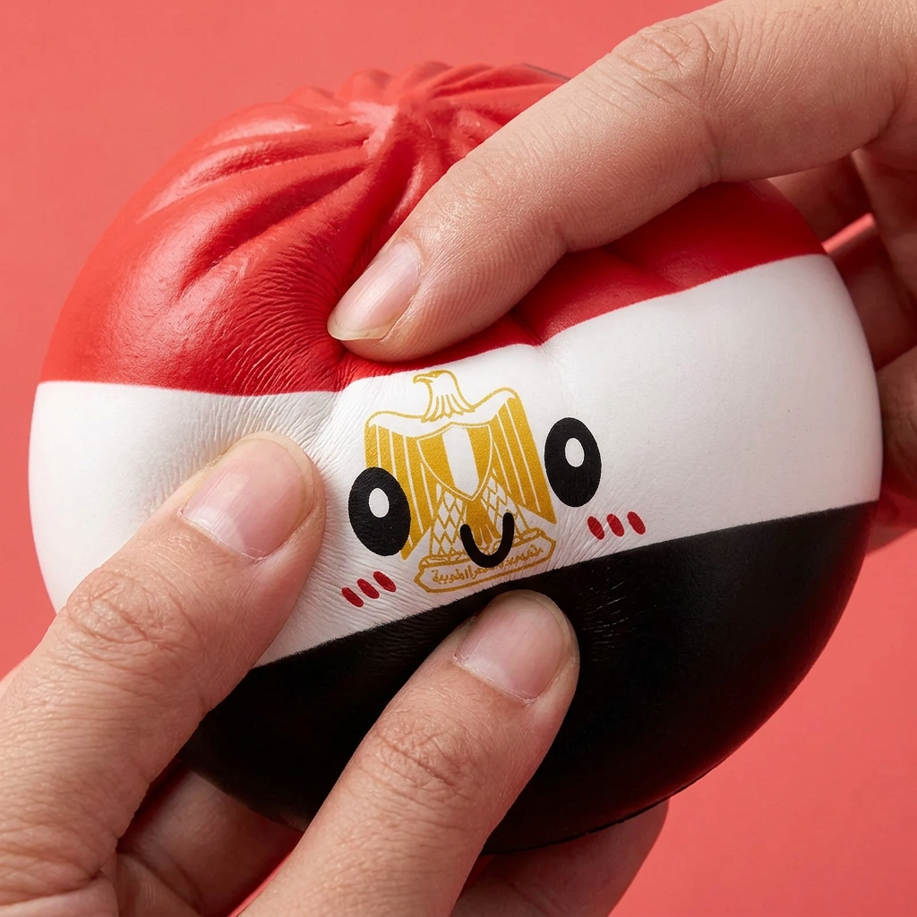Egypt Flag Dumpling Squishy — slow-rise effect, the foam springs back slowly