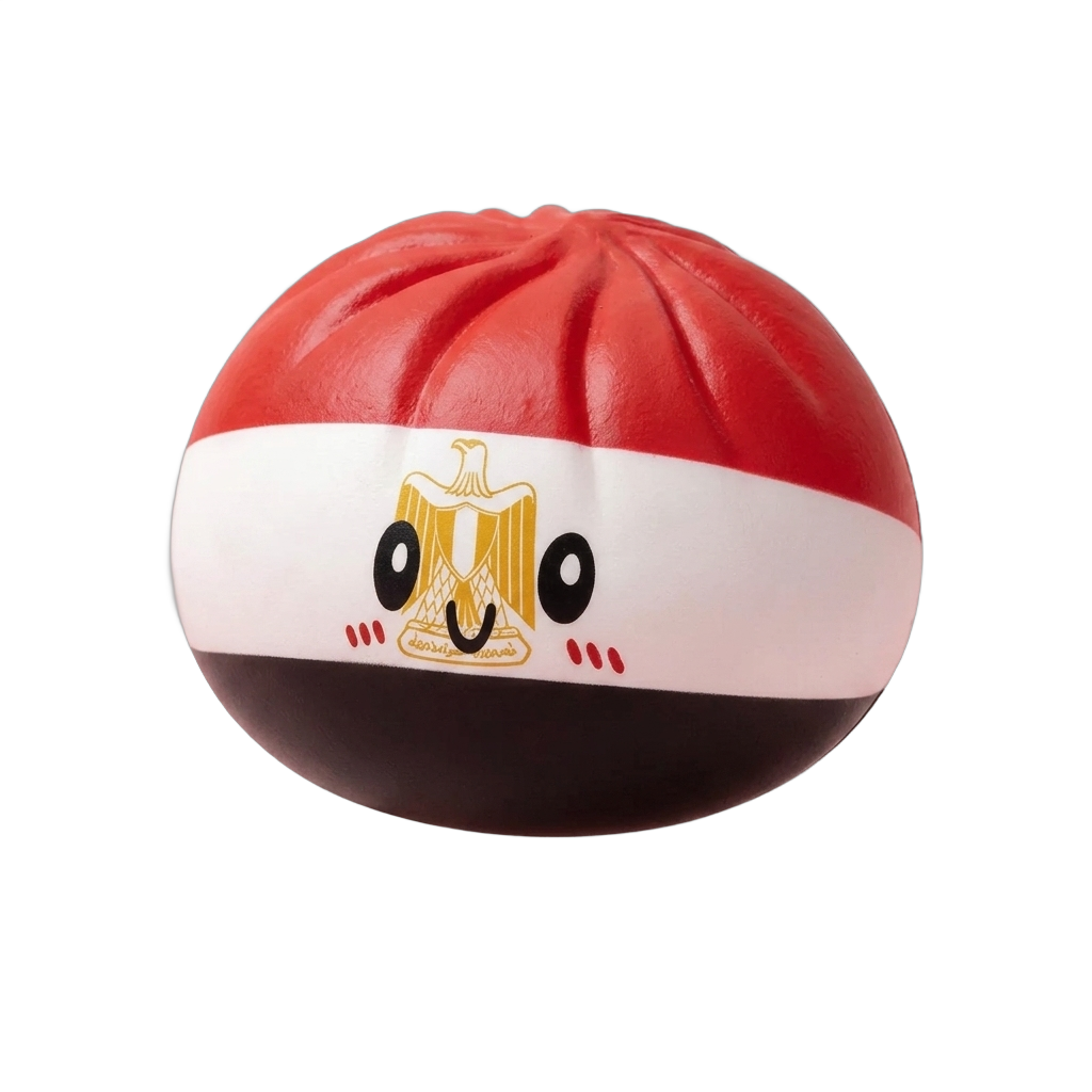 Egypt Flag Dumpling Squishy being squeezed, soft slow-rise foam