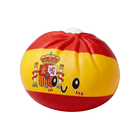 Spain Flag Dumpling Squishy being squeezed, soft slow-rise foam