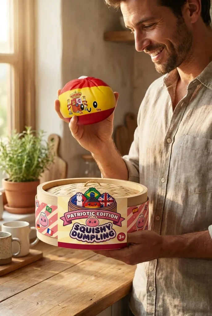 Spain Flag Dumpling Squishy with its box