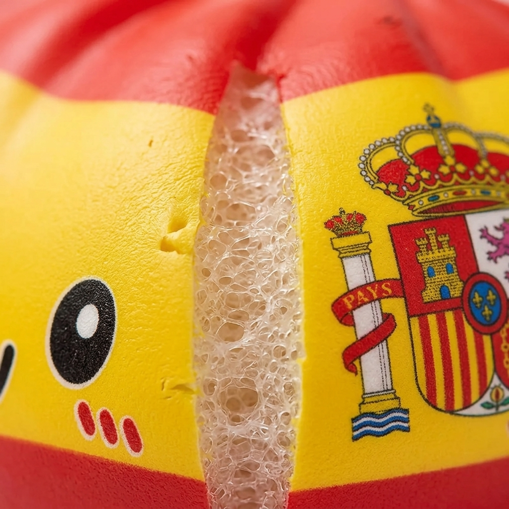 Spain Flag Dumpling Squishy — close-up of the texture