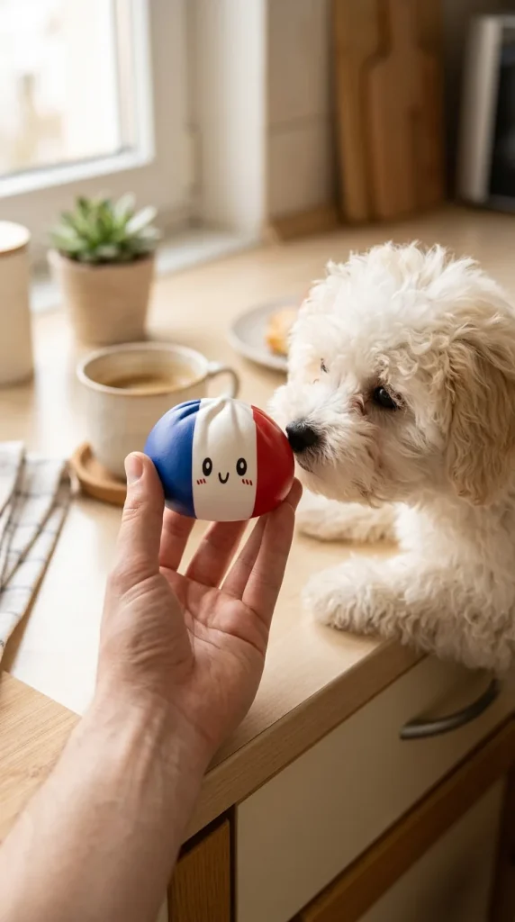 France Flag Dumpling Squishy with a plush friend