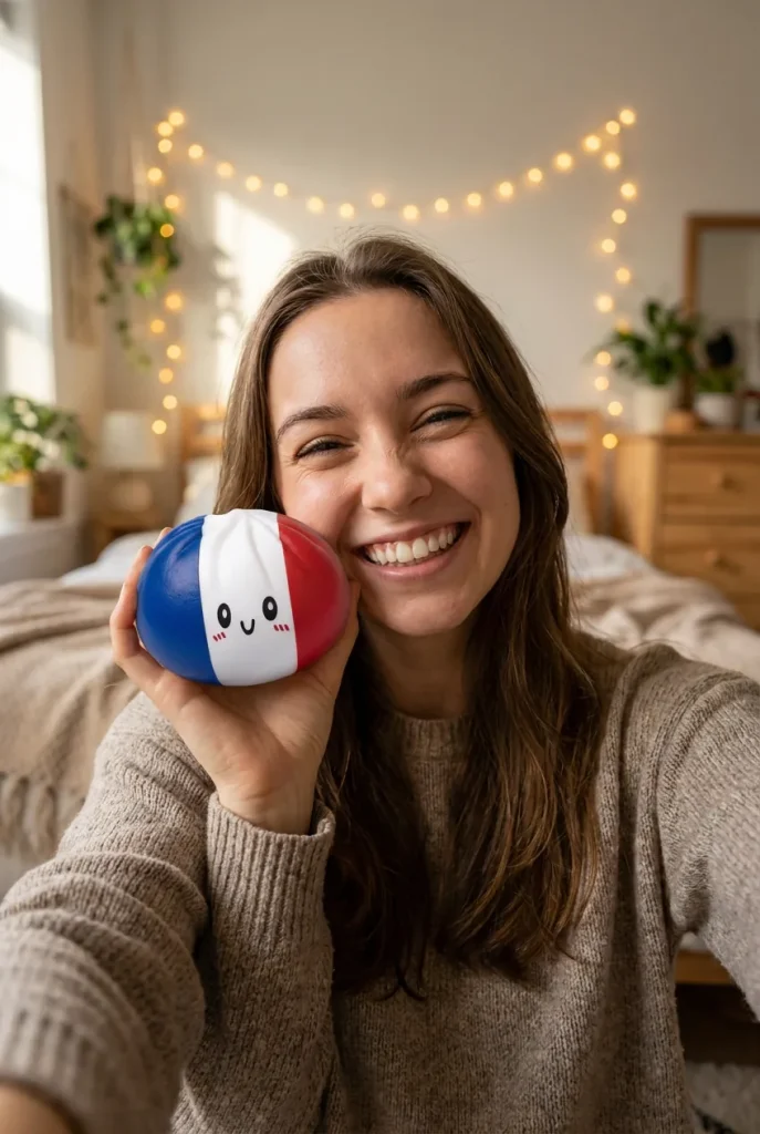 France Flag Dumpling Squishy in everyday life
