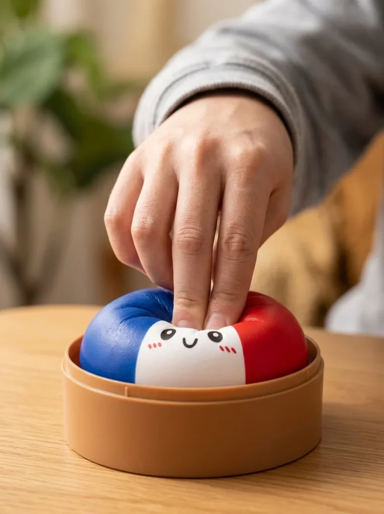 France Flag Dumpling Squishy mid-squish