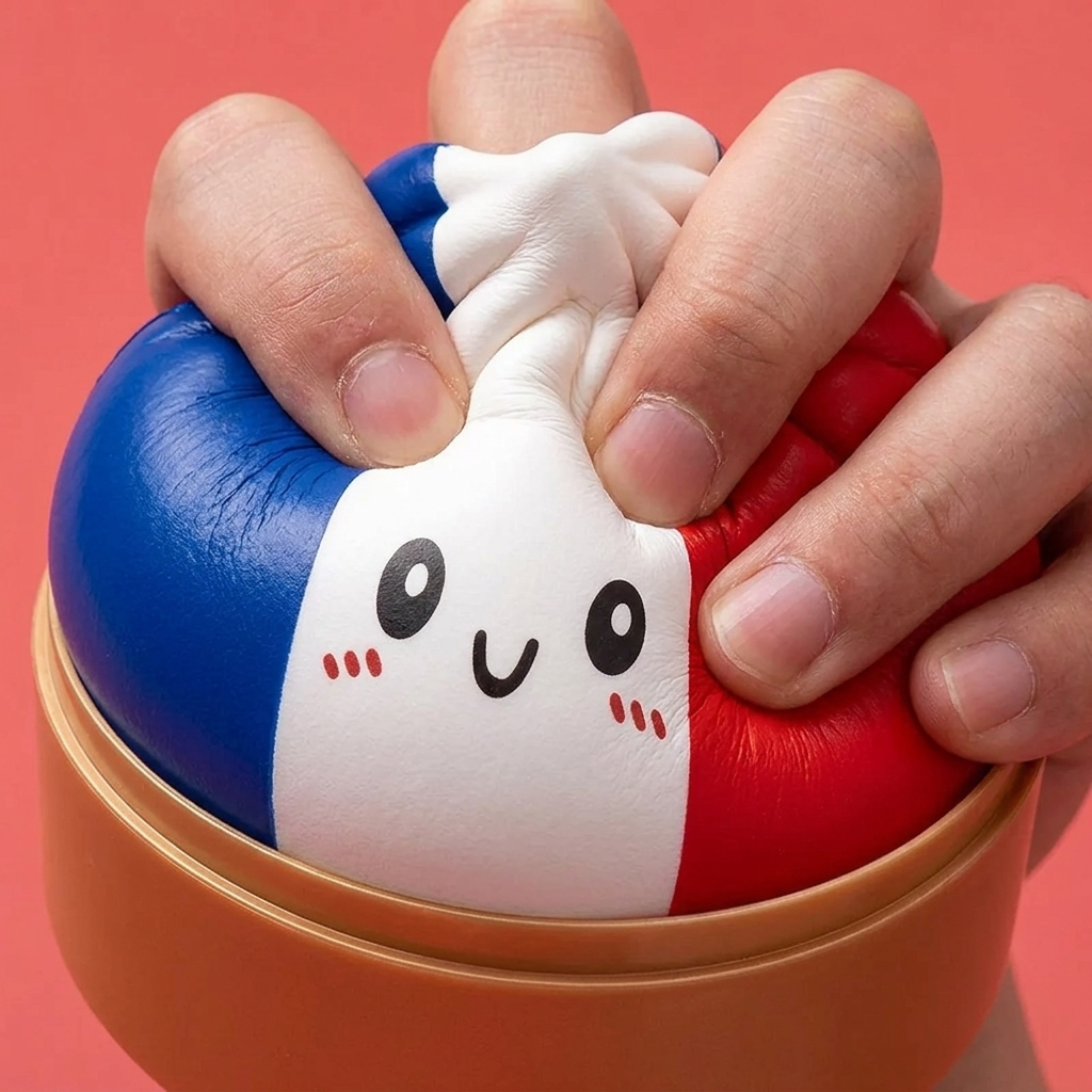 France Flag Dumpling Squishy — slow-rise effect, the foam springs back slowly