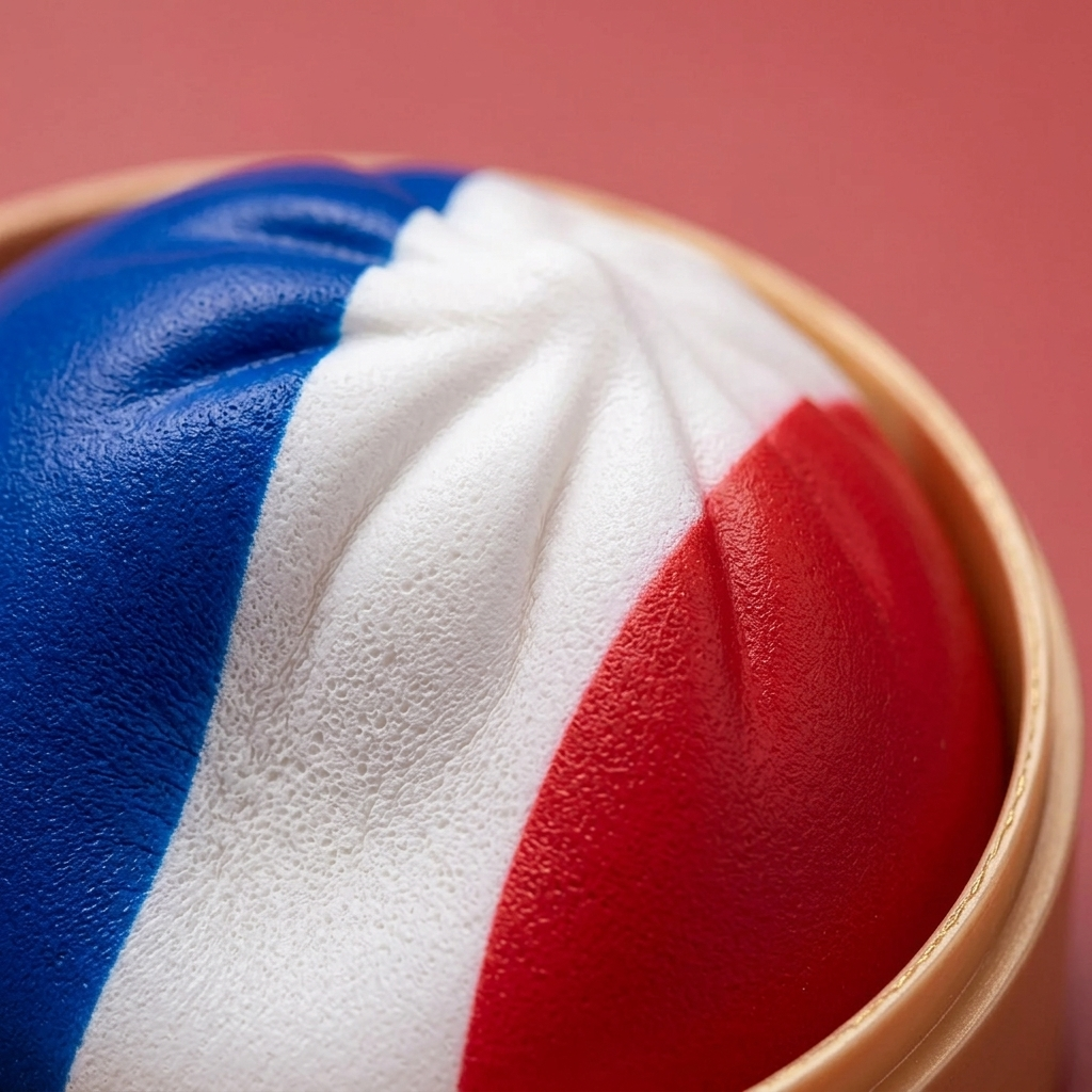 France Flag Dumpling Squishy — close-up of the texture