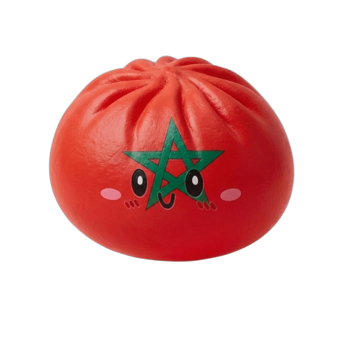 Morocco Flag Dumpling Squishy being squeezed, soft slow-rise foam