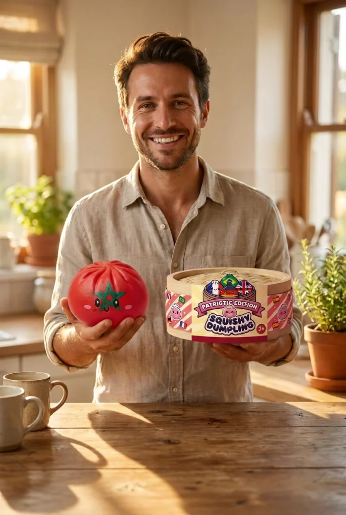 Morocco Flag Dumpling Squishy with its box
