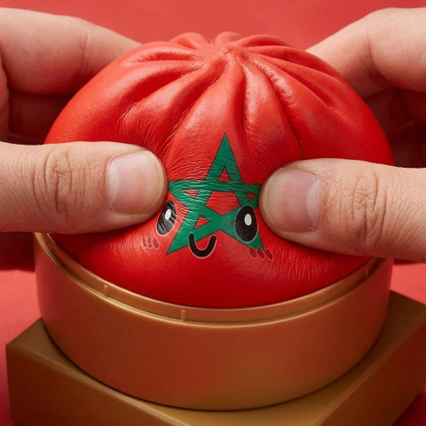 Morocco Flag Dumpling Squishy — slow-rise effect, the foam springs back slowly