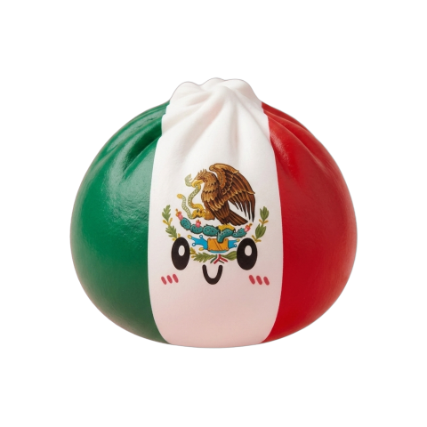 Mexico Flag Dumpling Squishy being squeezed, soft slow-rise foam