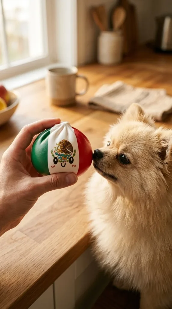 Mexico Flag Dumpling Squishy with a plush friend