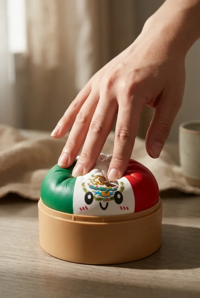 Mexico Flag Dumpling Squishy mid-squish