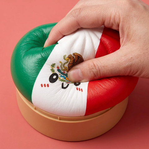 Mexico Flag Dumpling Squishy — slow-rise effect, the foam springs back slowly