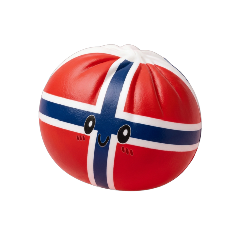 Norway Flag Dumpling Squishy being squeezed, soft slow-rise foam