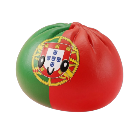 Portugal Flag Squishy Dumpling being squeezed, soft slow-rise foam