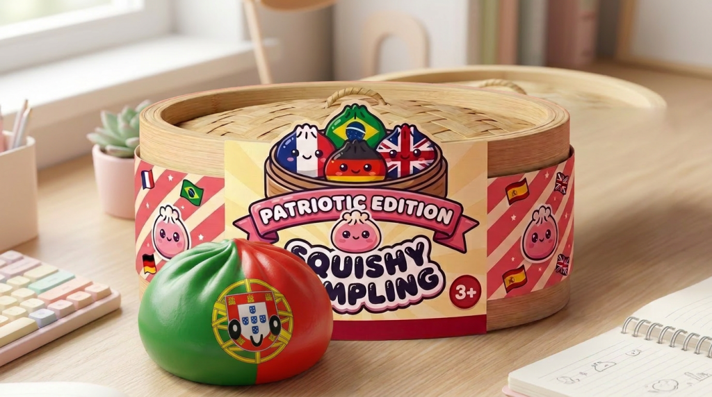 Portugal Flag Squishy Dumpling in its kawaii setting