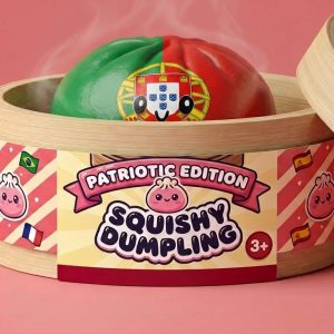 Portugal Flag Squishy Dumpling in its bamboo steamer box