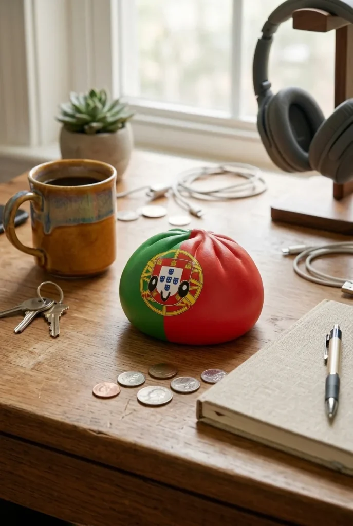 Portugal Flag Squishy Dumpling on the desk